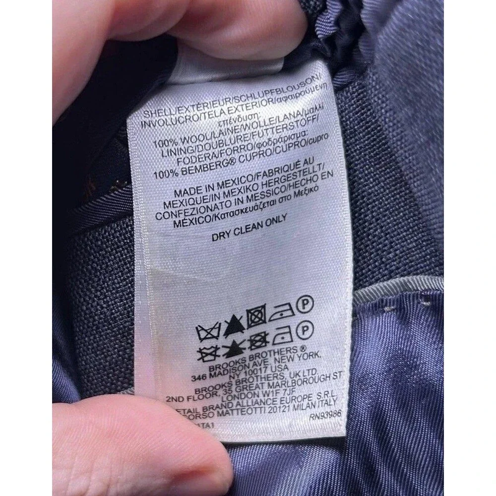 Brooks Brothers Blazer Jacket Men's 39R Blue Wool Check Classic 2 Button 346